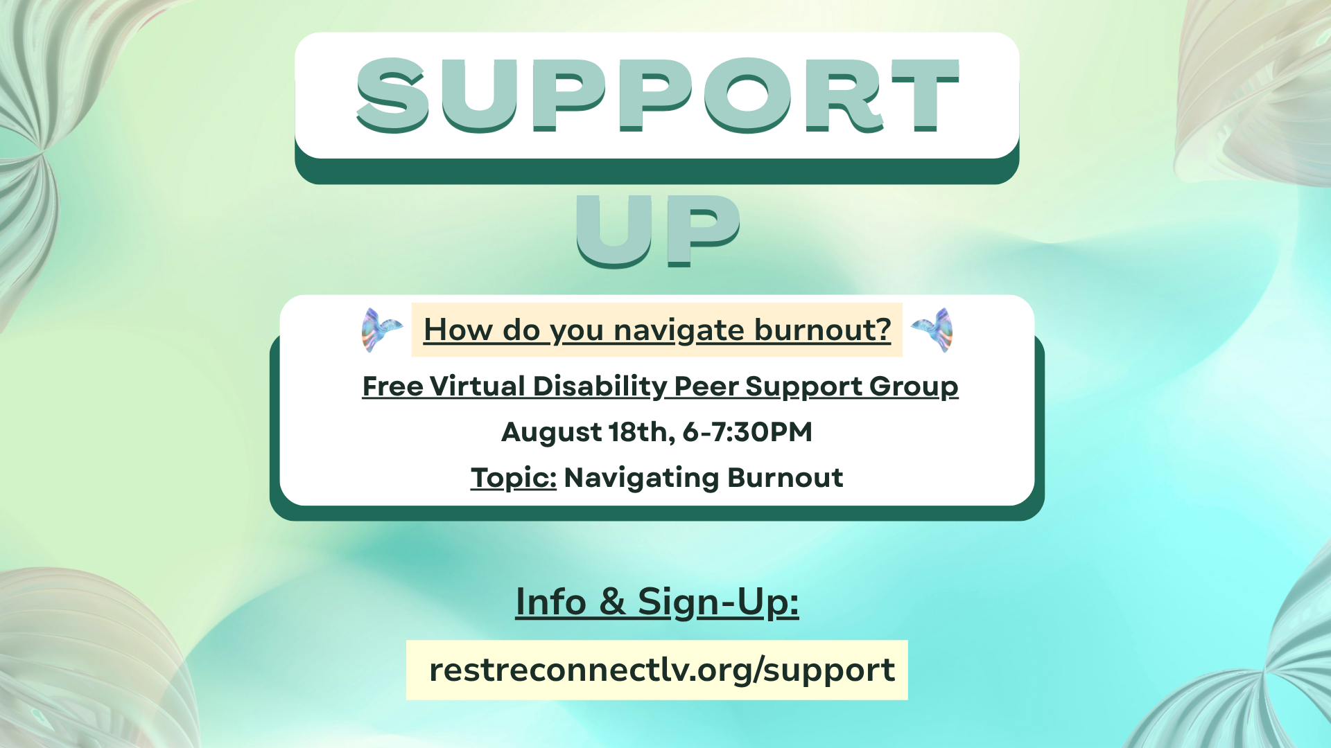  August Support UP self-care session flyer