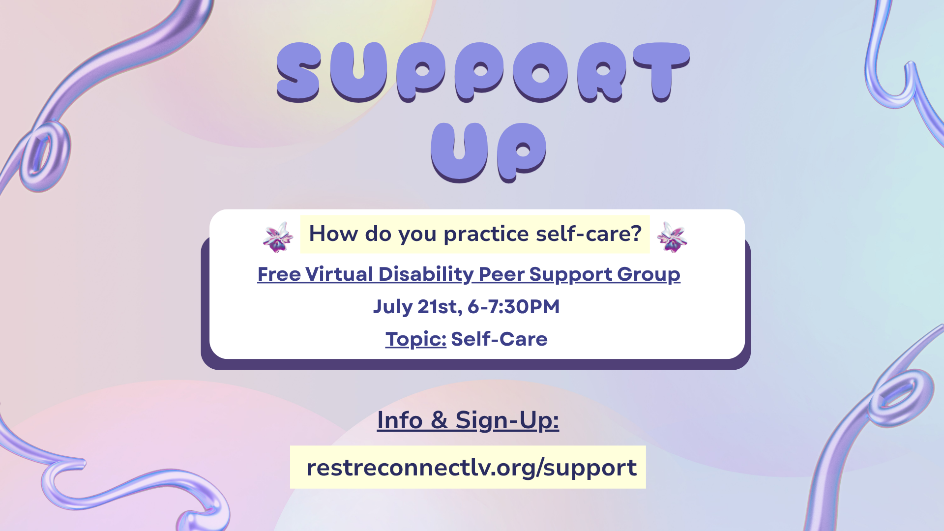 July Support UP self-care session flyer